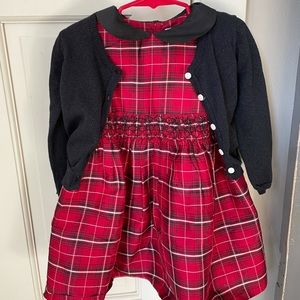 Toddler girls Gymboree plaid Christmas dress with cardigan, 2t